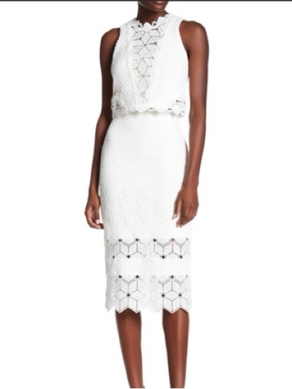 Rebecca Taylor Dia white lace skirt and top set